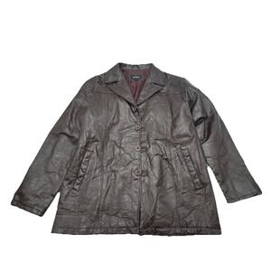 Vintage Duke Haband Executive Division Brown Leather Patchwork Jacket Size XL